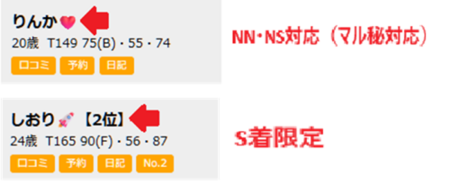 ラブミサイルNN・NS見分け方