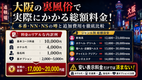 大阪裏風俗で実際にかかる料金